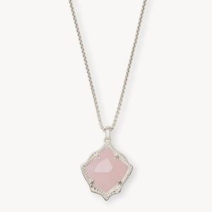 Kendra Scott Kacey Silver Long Pendant Necklace in Rose Quartz